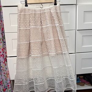 Gianni Bini Layered Lace Midi Skirt Cottagecore Feminine Soft Womens Size Medium